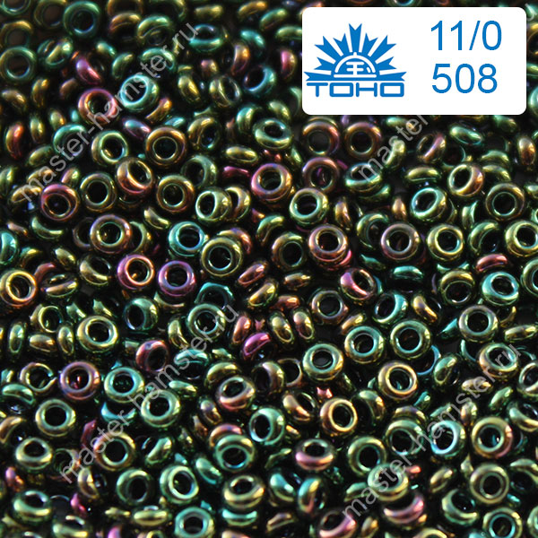 Японский бисер TOHO Demi Round 11/0 (508), оливковый ирис ...