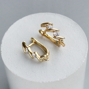 Швензы английский замок (SHZZ-4) с кубическим цирконием, позолота