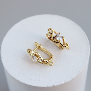 Швензы английский замок (SHZZ-7) с кубическим цирконием, позолота