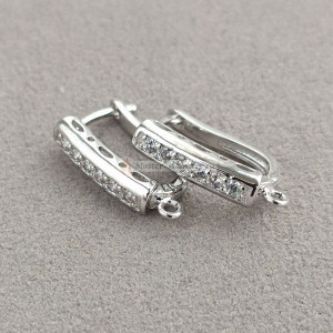 Швензы английский замок (SHRZ-3) с кубическим цирконием, родиевое покрытие