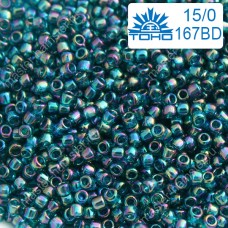 TOHO 15/0 167BD 5 гр изумрудный радужный, прозрачный